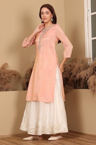 W for Woman White Embroidered Flared Skirt (Size: S)-24AUW50501-400768