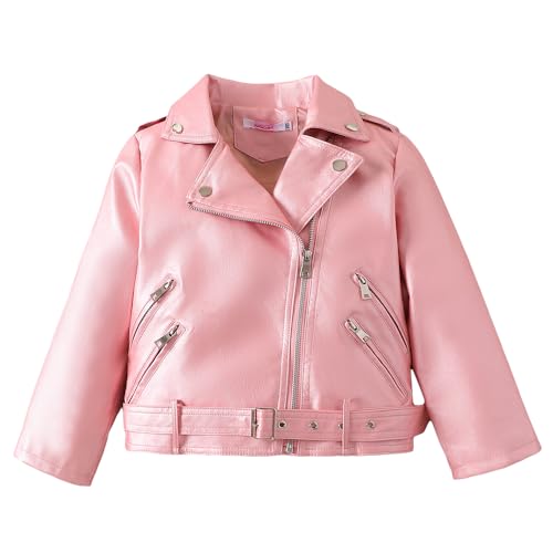 Hopscotch Girls Pink Full Sleeves Moto Biker Zip-Up Jacket For Age (6-7 Years)