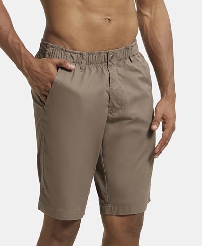 Jockey Men's Regular Shorts (1203_Dark Khaki_L_Dark Khaki_Large)