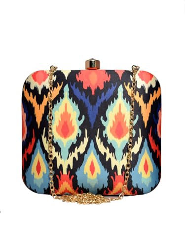 Artklim Multicoloured Ikkat Printed Clutch