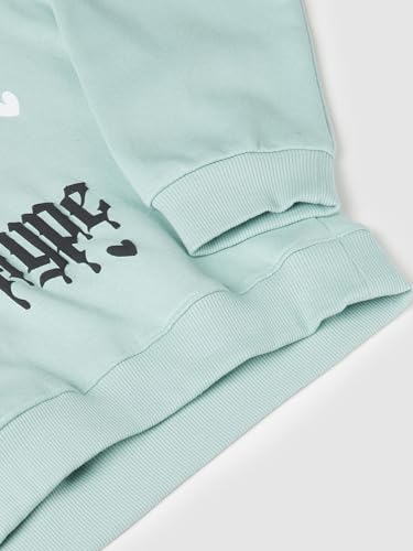 Max Girls Printed Sweatshirt (Green_12-14 Y)
