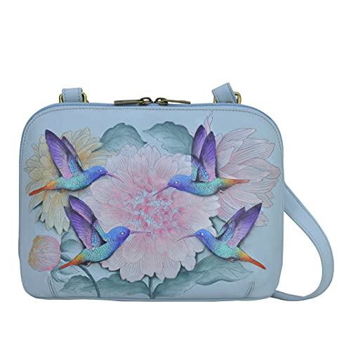 Anuschka Women's Hand-Painted Genuine Leather Zip Around Everyday Crossbody - Rainbow Birds