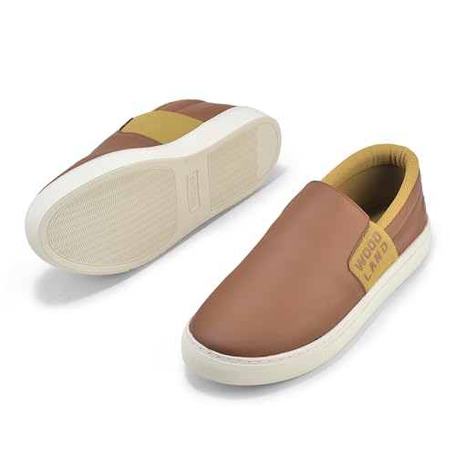 Woodland Men's Tan PU Sneakers-8 UK (42EURO) (SNK 6070023)