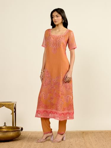 Aarke Ritu Kumar Mustard Tanush Floral Kurta With Pant And Dupatta