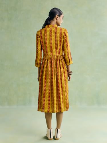 Aarke Ritu Kumar Mustard Mehak Midi Dress with Belt