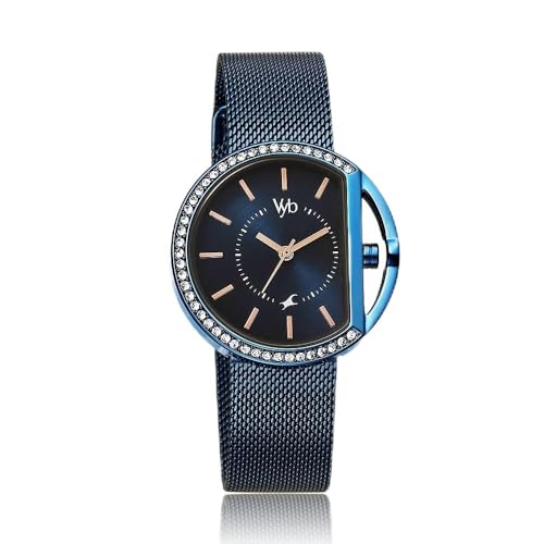 Fastrack Vyb Quartz Analog Blue Dial Stainless Steel Strap Watch for Women-FV60015QM01W