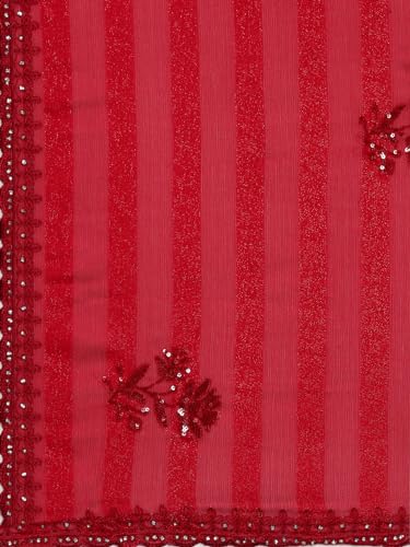 Kalyan Silks Women's Art Silk Full Of Maroon Shaded Sequence Fancy Saree With Plain Blouse