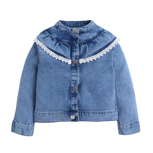 Hopscotch Girls Full Sleeves Blue Lace Trim Denim Jacket For Ages(5-6 Years)