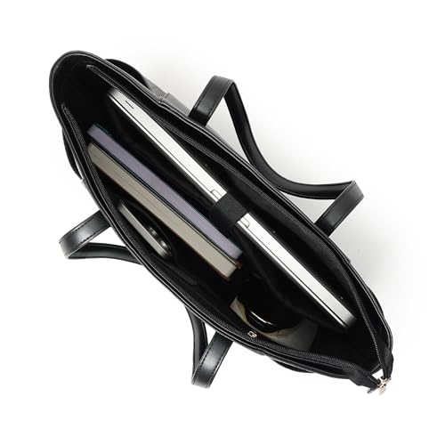 Fastrack Gridlock Tote | Woven Faux-Leather Women's Handbag | Laptop Tote with Textured Side Pockets & Gold Hardware