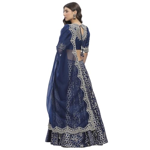 Biba Women's Viscose Blend Lehenga Set (SKDHO10404AW24BLU_Blue_36)