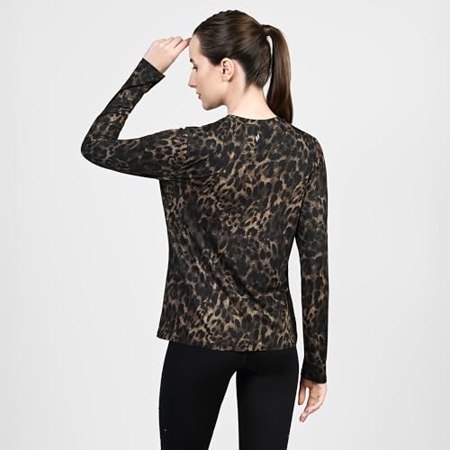 Skechers Womens GODRI Serene Cheetah LS Natural Taupe Tops
