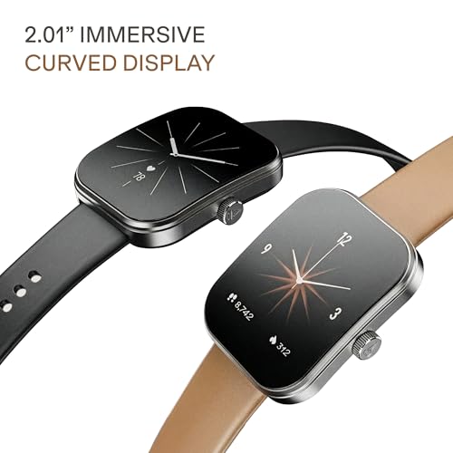 boAt Wave Sigma 3 Curv Smartwatch with 2.01” (5.33 cm) Immersive Curved Display, Metallic Finish, Functional Crown, BT Calling, Sleep, Stress, Heart Rate & SpO2 Monitoring, SOS, IP68 (Black Active)