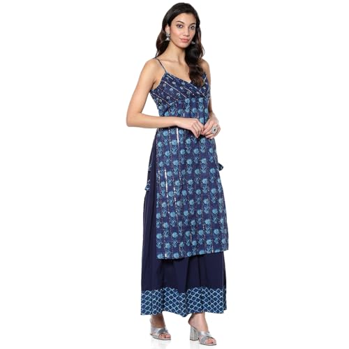 BIBA Women's Cotton Kurta Sets (SKDBOLD9941AW24IND_Indigo