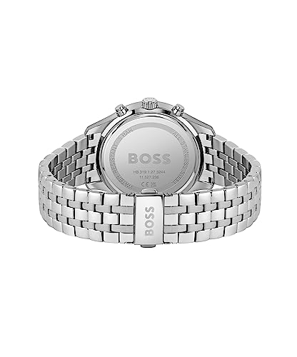 Hugo Boss Stainless Steel Associate Analog Black Dial Men Watch-1513869, Silver Band