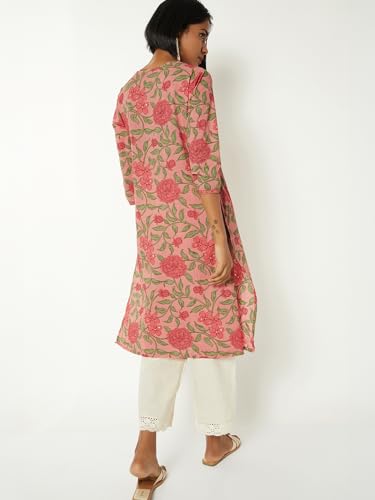 Max Women Floral Print Straight Kurta (Pink_XXL)