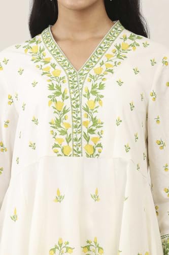 Rangriti Cotton Blend Printed Anarkali Casual Kurta With Churidar And Dupatta
