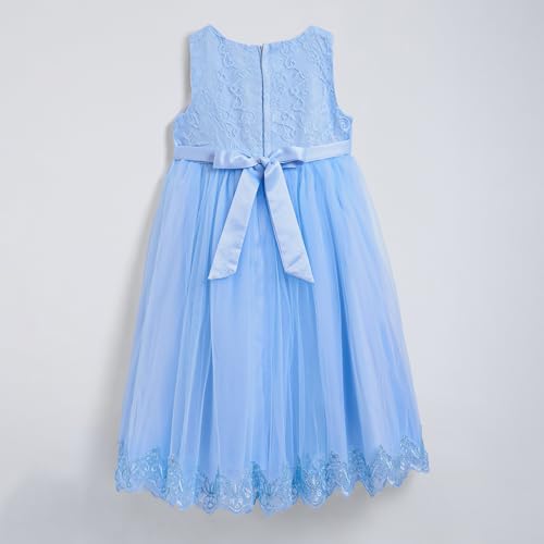 Hopscotch Girls Floral Embellished Gown in Blue Color for Age (3-4 Years)