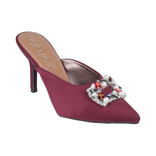 Catwalk Women Stylised Open Back Kitten Heels | For Women & Girls (MAROON,9 UK)