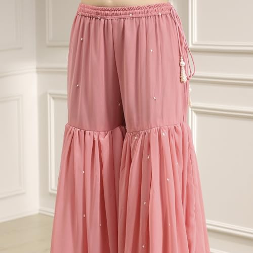 BIBA Women Light Pink Cotton Silk Embroidered Straight Suit Set_42