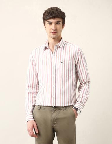 Arrow Sports Men's Striped Slim Fit Shirt (ASAJSH1761_Red