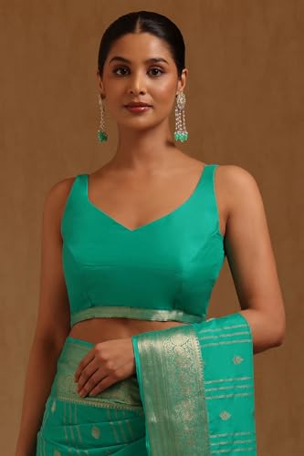 Soch Womens Green Georgette Zari Woven Saree