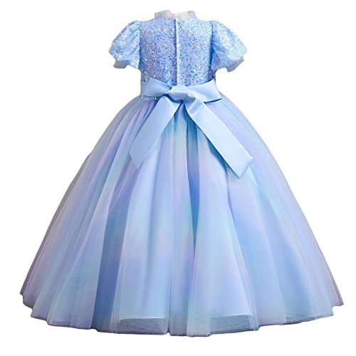 Hopscotch Girls Sequin Embellished Maxi Gown in Blue Color for Ages 7-8 Years