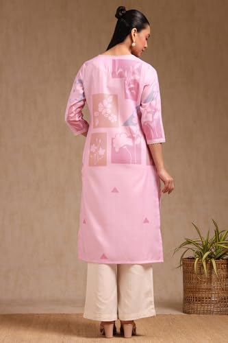 Soch Women's Rayon Floral Regular Kurta (CWS5KU61417_Pink