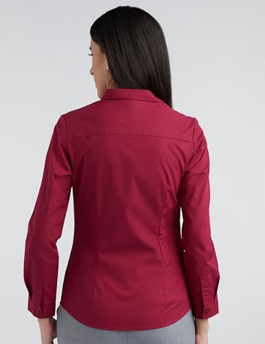Allen Solly Women's Cotton Regular Fit Shirt (AHSFWRGBL00948_Wine, Small