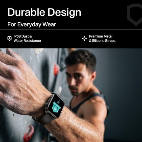boAt Storm Call 4 India's first Smartwatch with Type-C Charging,1.96”(4.97 cm) HD Display, Functional Crown, BT Calling, Sports Modes, Heart Rate, SpO2, Sleep & Stress Tracking, SOS,IP68(Active Black)