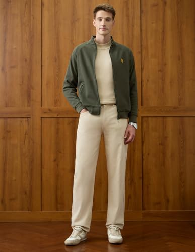 U.S.Polo Association Men's Equestrian Aisle Theater Textured Sweatshirt (USSWS4353_Olive_S)
