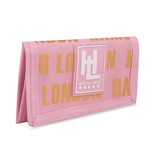 HAMSTER London Insider Wallet with Dual Zip Compartments Compact Lightweight Wallet for Coins Cash Small Essentials Stylish Durable Design for Kids (Pink)