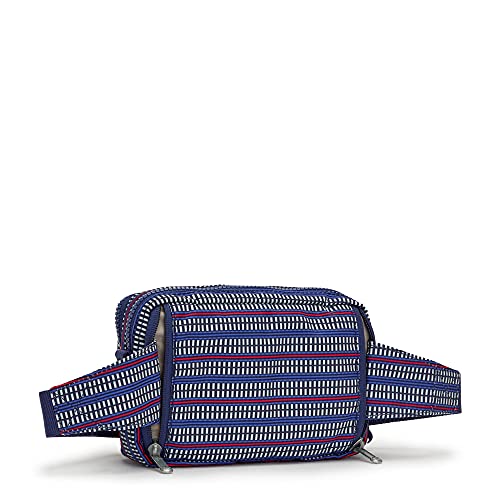 Kipling womens WomenÂ’s Abanu Multi Bag, Lightweight, Adjustable Nylon Waist Pack With Multi-compartment Convertible Crossbody Bag, Blue Geo Print, Small US, Blue Geo Print, 7.5''L x 5''H x 3.25''D