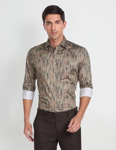 Arrow Men's Phulkari Regular Fit Shirt (ARAFSH0900_Olive