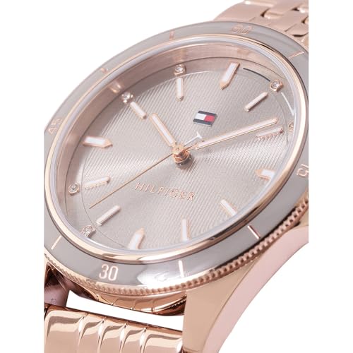 Tommy Hilfiger Quartz Grey Dial Golden Stainless Steel Strap Analog Watch for Women