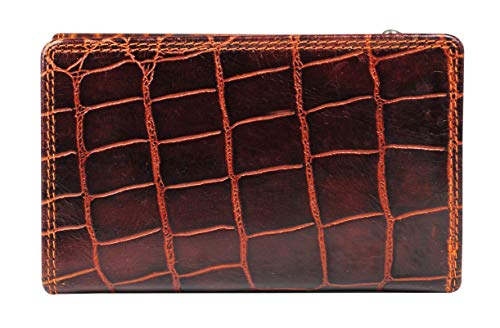 Calfnero Women's Genuine Leather Wallet-Long Purse Wallet with Multiple Card Slots, Zip Pocket and Note Compartment (Cognac)