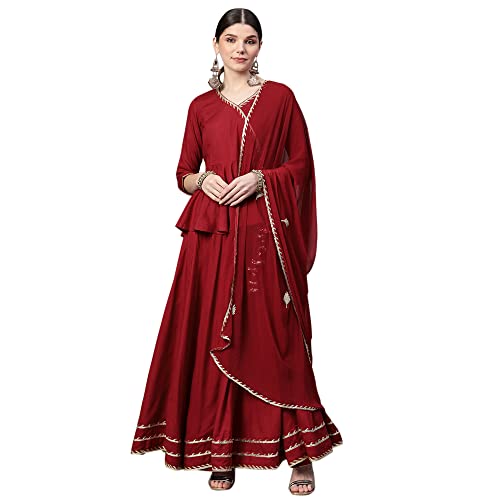 Divena Maroon Gota Hand Work lehenga dupatta set