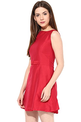 Miss Chase Women's Red Solid Mini Skater Dress