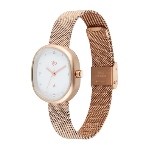 Fastrack Vyb 6.0 Muse Quartz White Shaped Dial Women's Watch | Stainless Steel Mesh Strap Material | Watches for Women Analog | Girl's Analog Watches - FV60087WM01