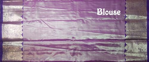 VFCollections Women's Traditional Handloom Kanchipuram Silk Pure Pattu Sarees | Rich Zari Woven Design | Bridal Saree | Unstitched Blouse (VFC718-4)