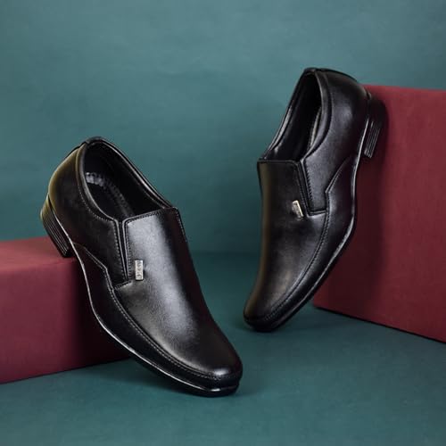 HIKBI Men's Pointed Toe Formal Leather Shoes_Black_6