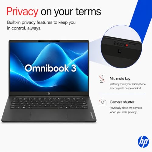 HP OmniBook 3 14 inch Laptop PC, FHD Display, 300 NIts, AMD Ryzen 3 30, 8 GB DDDR5 RAM, 512 GB Gen4 NVMe SSD, AMD Radeon 610M Graphics, Win11, M365* Office24, Iron Gray, 14-hy0030AU