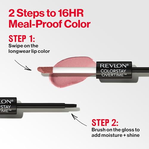 Revlon Liquid Lipstick with Clear Lip Gloss, ColorStay Overtime Lipcolor, Dual Ended with Vitamin E, 340 Eternally Tan, 4 ml