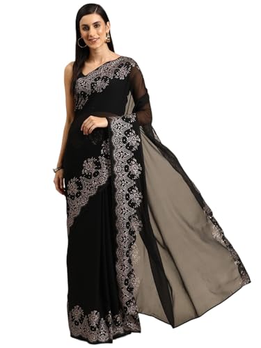 Ahalyaa Women's Polyester Sarees (AH-SMS-SRBL-7_Black)