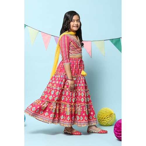 BIBA GIRL PRINTED SHORT_KURTA KID(KW5308_PINK_5)