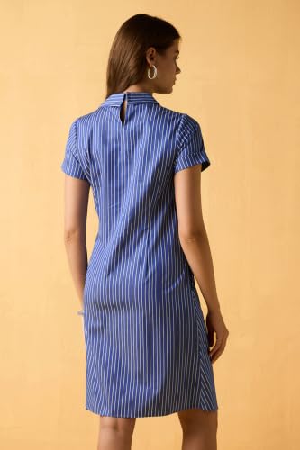 Women Blue Stripe Casual Dress