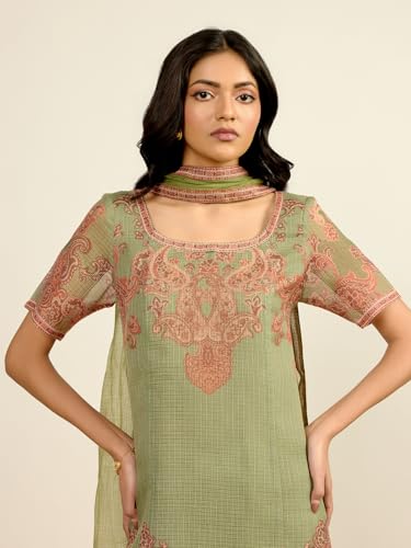 Aarke Ritu Kumar Green Tanush Floral Kurta With Pant And Dupatta
