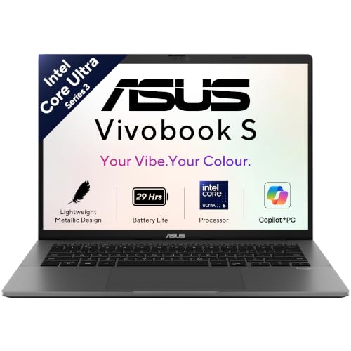 ASUS Vivobook S14 (2026),Intel Core Ultra 5 325 (Series 3),Intel iGPU,16GB RAM,512GB SSD,FHD+ OLED,14"(35.5 cm),Windows 11,M365 Basic(1Y),Office 24,Matte Gray,1.4 Kg,S3407AA-SF058WS,Copilot+ AI Laptop