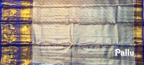 VFCollections Women's Traditional Handloom Kanchipuram Silk Pure Pattu Sarees Royal Wedding Border & Bridal Butta | Rich Zari Woven Design | Bridal Saree | Unstitched Blouse