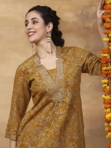 Rangriti Viscose Blend Printed A-Line Festive Kurta With Salwar