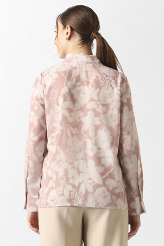 Women Pink Print Long Sleeves Formal Shirt